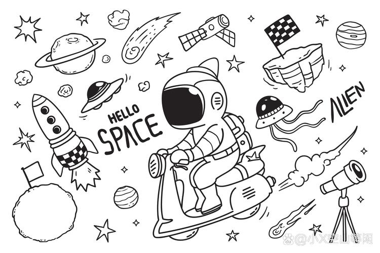 宇航员漫步太空,宇航员漫步太空简笔画